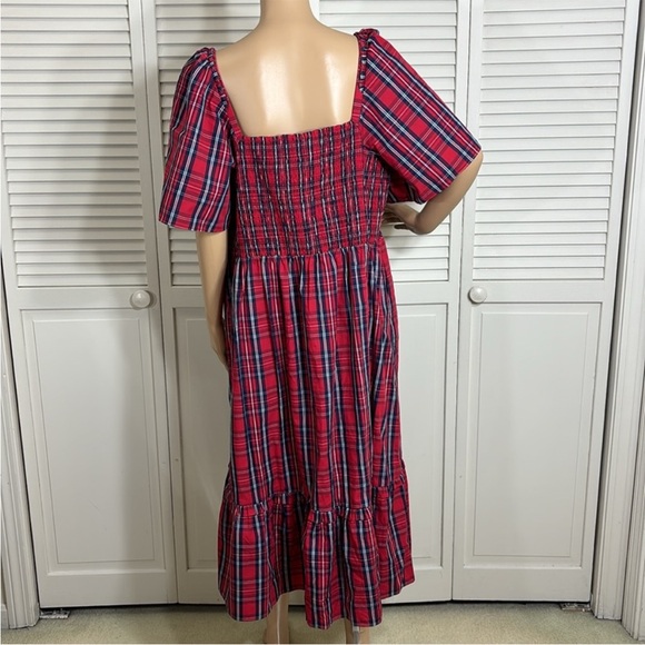 NWOT Draper James Deana Smocked Angie Plaid Cotton Dress Size 2x - Picture 9 of 16